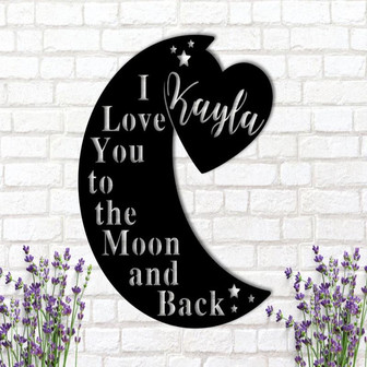 Personalized I Love You to the Moon and Back Metal Sign-Personalized Metal Sign-Metal Wall Decor for Bedroom - Thegiftio
