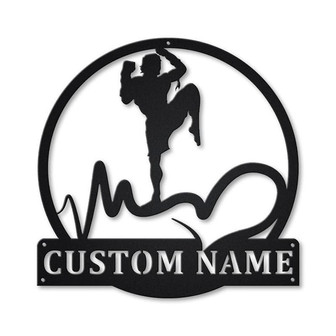 Personalized Love Muay Thai Monogram Metal Sign Art | Custom Love Muay Thai Sport Metal Sign | Hobbie Gifts | Sport Gift | Birthday Gift - Thegiftio UK