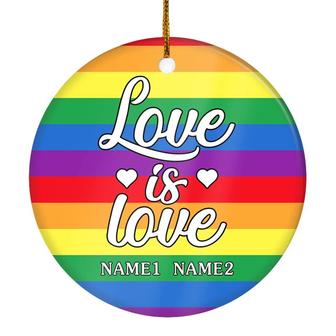 Personalized Love is Love Pride Rainbow LGBT Ornament Couple LGBTQ Gay Lesbian Friend Customized Christmas Tree Ornament - Thegiftio UK