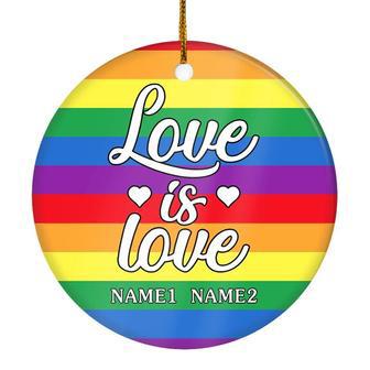 Personalized Love is Love Pride Rainbow LGBT Ornament Couple LGBTQ Gay Lesbian Friend Customized Christmas Tree Ornament - Thegiftio UK