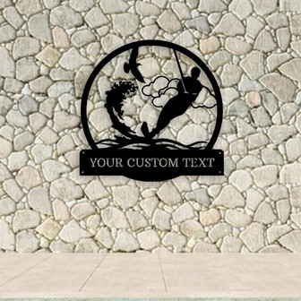 Personalized Male Water Skiing Metal Wall Art, Beach House Decor, Skiing Sign, Skiing Lover Gift Friend Gift - Thegiftio UK