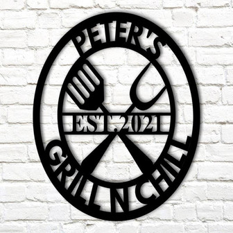 Personalized Metal BBQ Sign, Outdoor Kitchen Metal Sign, Outdoor Kitchen Decor - Thegiftio UK