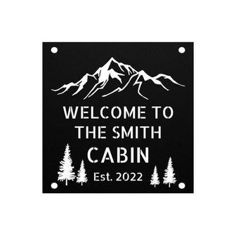 Personalized Metal Cabin Sign - Mountain Wedding Established Date Metal Wall Art - Thegiftio UK