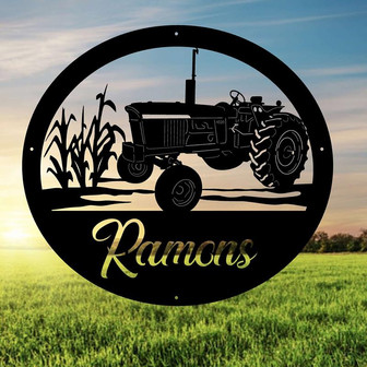 Personalized Metal Farm Sign, Corn Stalks Tractor Sign Customized Metal Wall Art - Thegiftio UK