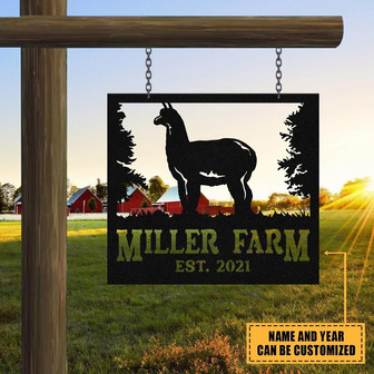 Personalized Metal Farm Sign Alpaca Monogram Custom Outdoor Farmhouse Front Gate Ranch Stable Wall Decor Art Gift - Thegiftio UK