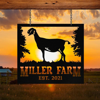 Personalized Metal Farm Sign Anglo Nubian Goat Monogram Custom Outdoor Farmhouse Front Gate Ranch Wall Decor Art Gift - Thegiftio UK