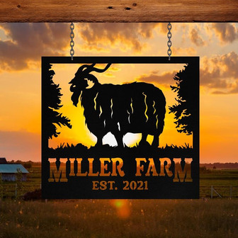 Personalized Metal Farm Sign Angora Goat Monogram Custom Outdoor Farmhouse Front Gate Ranch Stable Wall Decor Art Gift - Thegiftio UK