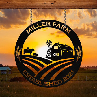 Personalized Metal Farm Sign Barn Cow Cattle Monogram Custom Outdoor Farmhouse Entry Road Front Gate Wall Decor Gift - Thegiftio UK