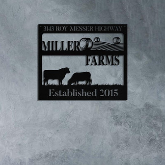 Personalized Metal Farm Sign Barn Cow Cattle Monogram Custom Outdoor Farmhouse Front Gate Wall Decor Art Gift - Thegiftio UK