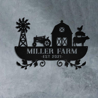 Personalized Metal Farm Sign Barn Cow Cattle Pig Rooster Chicken Monogram Custom Outdoor Farmhouse Wall Decor Gift - Thegiftio