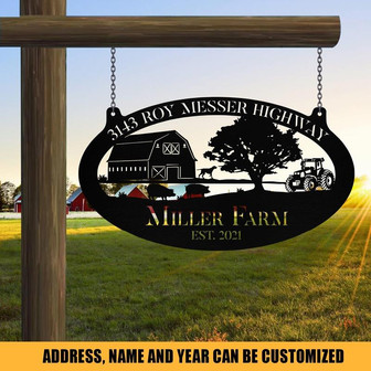 Personalized Metal Farm Sign Barn Dog Pig Tractor Monogram Custom Outdoor Farmhouse Front Gate Wall Decor Art Gift - Thegiftio UK