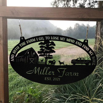 Personalized Metal Farm Sign Barn Goat Dog Rooster Monogram Custom Outdoor Farmhouse Entry Road Front Gate Wall Decor Gift - Thegiftio UK