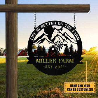 Personalized Metal Farm Sign Barn Monogram Custom Outdoor Farmhouse Entry Road Front Gate Wall Decor Gift - Thegiftio UK