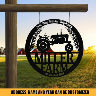 Personalized Metal Farm Sign Barn Tractor Monogram Custom Outdoor Farmhouse Entry Road Front Gate Wall Decor Gift - Thegiftio UK