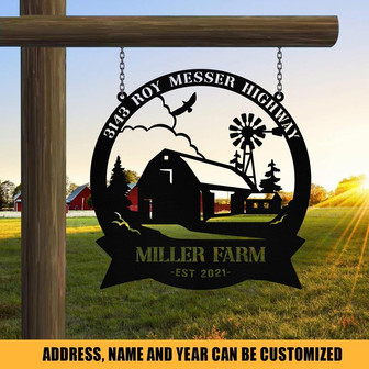 Personalized Metal Farm Sign Barn Windmill Monogram Custom Outdoor Farmhouse Entry Road Front Gate Wall Decor Gift - Thegiftio UK