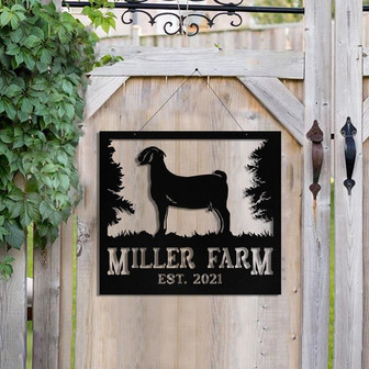 Personalized Metal Farm Sign Boer Goat Monogram Custom Outdoor Farmhouse Front Gate Ranch Stable Wall Decor Art Gift - Thegiftio UK