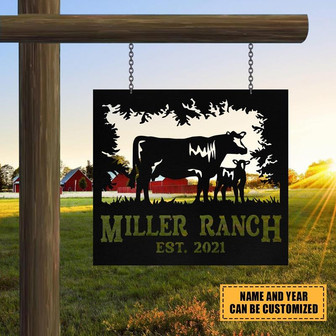 Personalized Metal Farm Sign Cow Cattle Monogram Custom Outdoor Farmhouse Front Gate Ranch Stable Wall Decor Art Gift - Thegiftio UK
