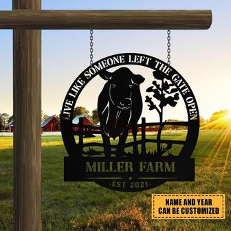 Personalized Metal Farm Sign Cow Cattle Monogram Custom Outdoor Farmhouse Entry Road Front Gate Wall Decor Gift