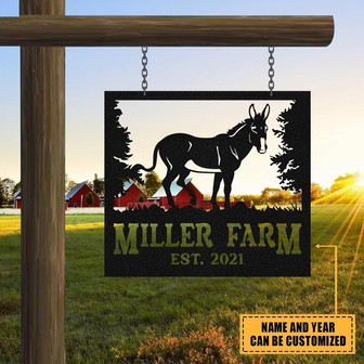 Personalized Metal Farm Sign Donkey Monogram Custom Outdoor Farmhouse Front Gate Ranch Stable Wall Decor Art Gift - Thegiftio UK