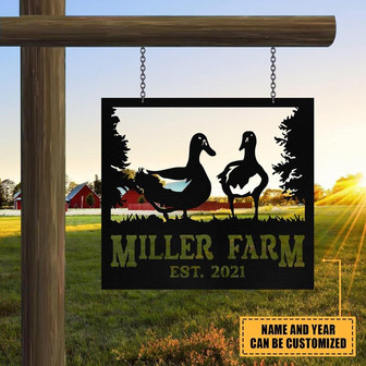 Personalized Metal Farm Sign Duck Monogram Custom Outdoor Farmhouse Front Gate Ranch Stable Wall Decor Art Gift - Thegiftio