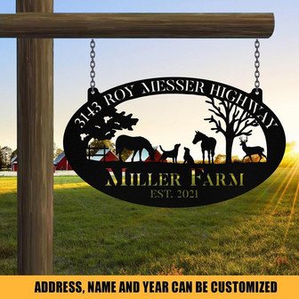 Personalized Metal Farm Sign Horse Dog Deer Monogram Custom Outdoor Farmhouse Ranch Stable Acres Wall Decor Art Gift - Thegiftio