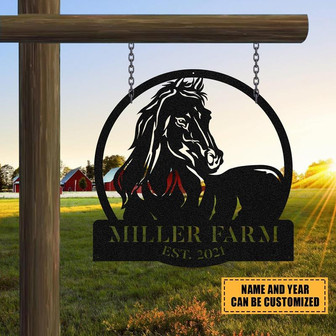 Personalized Metal Farm Sign Horse Monogram Custom Outdoor Farmhouse Ranch Barn Stable Front Gate Wall Decor Art Gift - Thegiftio UK