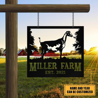 Personalized Metal Farm Sign Lamancha Goat Monogram Custom Outdoor Farmhouse Front Gate Ranch Stable Wall Decor Art Gift - Thegiftio UK