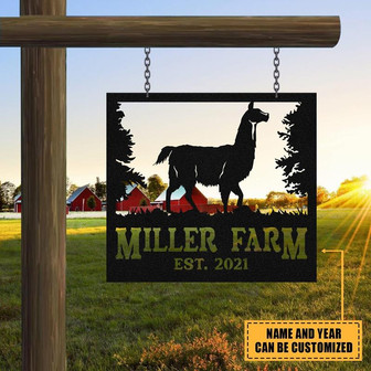 Personalized Metal Farm Sign Llama Monogram Custom Outdoor Farmhouse Front Gate Ranch Stable Wall Decor Art Gift - Thegiftio