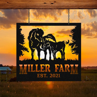 Personalized Metal Farm Sign Miniature Horse Monogram Custom Outdoor Farmhouse Ranch Stable Barn Wall Decor Art Gift - Thegiftio UK