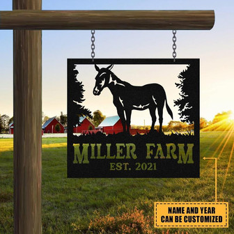 Personalized Metal Farm Sign Mule Monogram Custom Outdoor Farmhouse Front Gate Ranch Stable Wall Decor Art Gift - Thegiftio UK