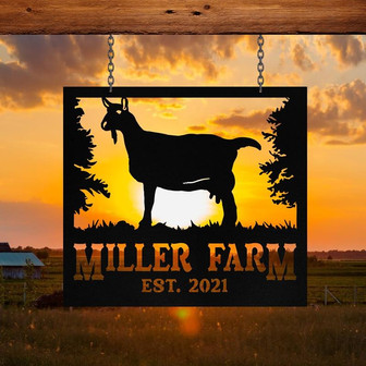 Personalized Metal Farm Sign Saanen Goat Monogram Custom Outdoor Farmhouse Front Gate Ranch Stable Wall Decor Art Gift - Thegiftio UK