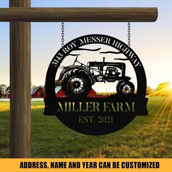 Personalized Metal Farm Sign Tractor Monogram Custom Outdoor Farmhouse Front Gate Entry Road Wall Decor Art Gift