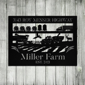 Personalized Metal Farm Sign Wheat Tractor Truck Deer Monogram Custom Outdoor Farmhouse Front Gate Wall Decor Art Gift - Thegiftio UK