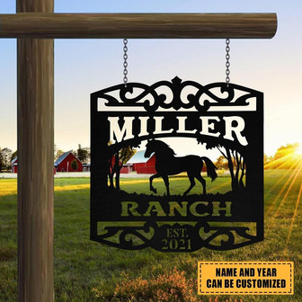 Personalized Metal Horse Sign Monogram Custom Outdoor Farm Farmhouse Ranch Stable Acres Wall Decor Art Gift - Thegiftio UK