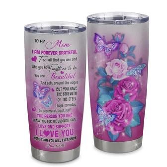 Personalized To My Mom From Daughter Son Stainless Steel Tumbler Cup Butterfly I Am Forever GrateFul Bonus Mom Mothers Day Birthday Christmas Travel Mug - Thegiftio UK