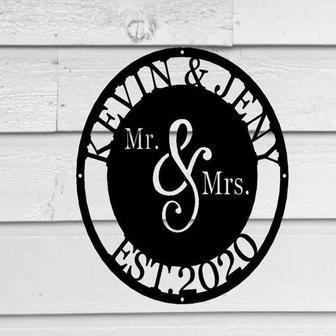 Personalized Mr. And Mrs. Date Metal Sign - Wedding Gift - Custom Metal Sign - Anniversary Gift - Metal Wall Art - Thegiftio UK