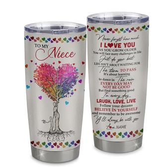 Personalized To My Niece From Aunt Auntie Stainless Steel Tumbler Cup Colorful Tree Never Forget I Love You Niece Birthday Graduation Christmas Travel Mug - Thegiftio UK