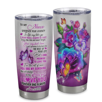 Personalized To My Niece From Aunt Auntie Uncle Stainless Steel Tumbler Cup Wherever Your Journey In Life Butterfly Niece Birthday Graduation Christmas Travel Mug - Thegiftio UK