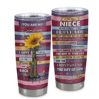 Personalized To My Niece From Aunt Aunt Stainless Steel Tumbler Cup Wood Sunflower Never Forget I Love You Niece Birthday Graduation Christmas Travel Mug - Thegiftio UK