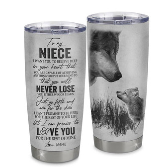 Personalized To My Niece From Aunt Uncle Auntie Stainless Steel Tumbler Cup You Will Never Lose Wolf Niece Birthday Graduation Christmas Travel Mug - Thegiftio UK