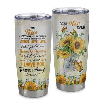 Personalized To My Niece From Aunt Uncle Stainless Steel Tumbler Cup Laugh Love Live Butterfly Sunflower Niece Birthday Graduation Christmas Travel Mug - Thegiftio UK