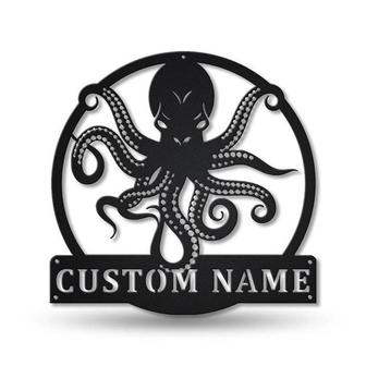 Personalized Octopus Metal Sign Art | Custom Octopus Metal Sign | Octopus Gifts Funny | Hobbie Gift | Animal Custom - Thegiftio UK