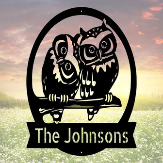 Personalized Owl Metal Sign, Outdoor Decor - Thegiftio UK