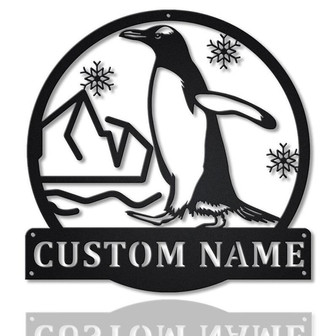 Personalized Penguin Bird Monogram Metal Sign Art | Custom Penguin Bird Metal Sign | Father's Day Gift | Pets Gift | Birthday Gift - Thegiftio