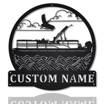 Personalized Pontoon Boat Metal Sign Art | Custom Pontoon Boat Monogram Metal Sign | Pontoon Boat Gifts | Home Decor - Thegiftio UK