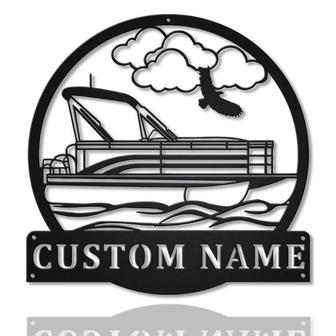 Personalized Pontoon Boat Metal Sign Art | Custom Pontoon Boat Monogram Metal Sign - Thegiftio UK