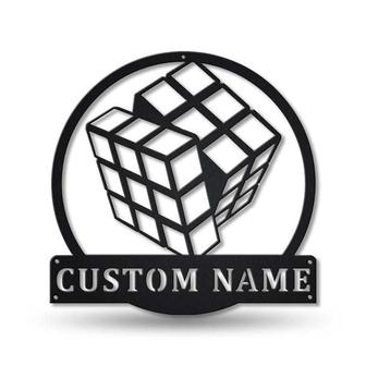 Personalized Rubiks Monogram Metal Sign Art | Custom Rubiks Monogram Metal Sign | Hobbie Gifts | Birthday Gift - Thegiftio UK