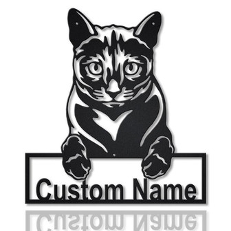 Personalized Russian Blue Cat Metal Sign Art, Custom Russian Blue Cat Metal Sign - Thegiftio UK