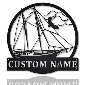 Personalized Schooner Ship Monogram Metal Sign Art | Custom Schooner Ship Metal Sign | Schooner Gifts Funny | Ship Custom Gift - Thegiftio UK