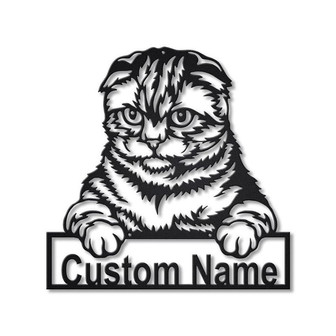 Personalized Scottish Fold Cat Metal Sign Art, Custom Scottish Fold Cat Metal Sign - Thegiftio